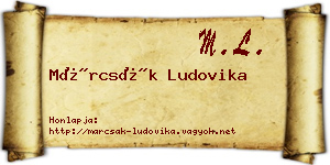 Márcsák Ludovika névjegykártya